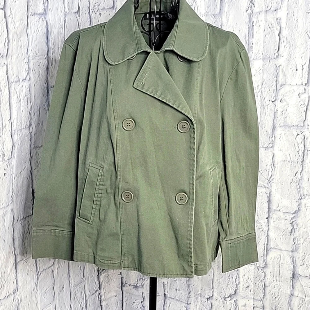 D.F.A. NEW YORK Green Cotton Double Breasted Jacket Large